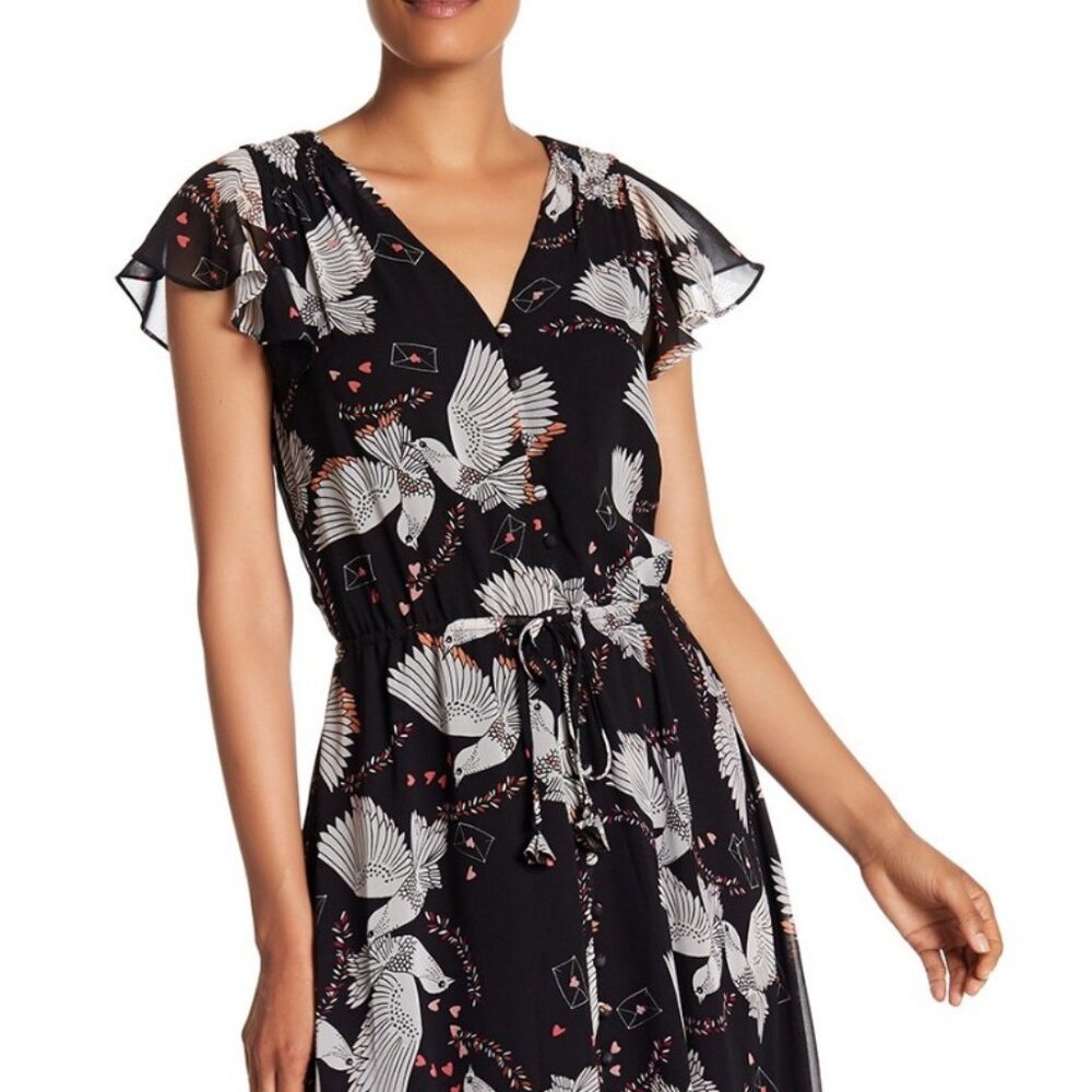 Rebecca Minkoff Rhoda Love Letter Dove Bird Dress Black 6
